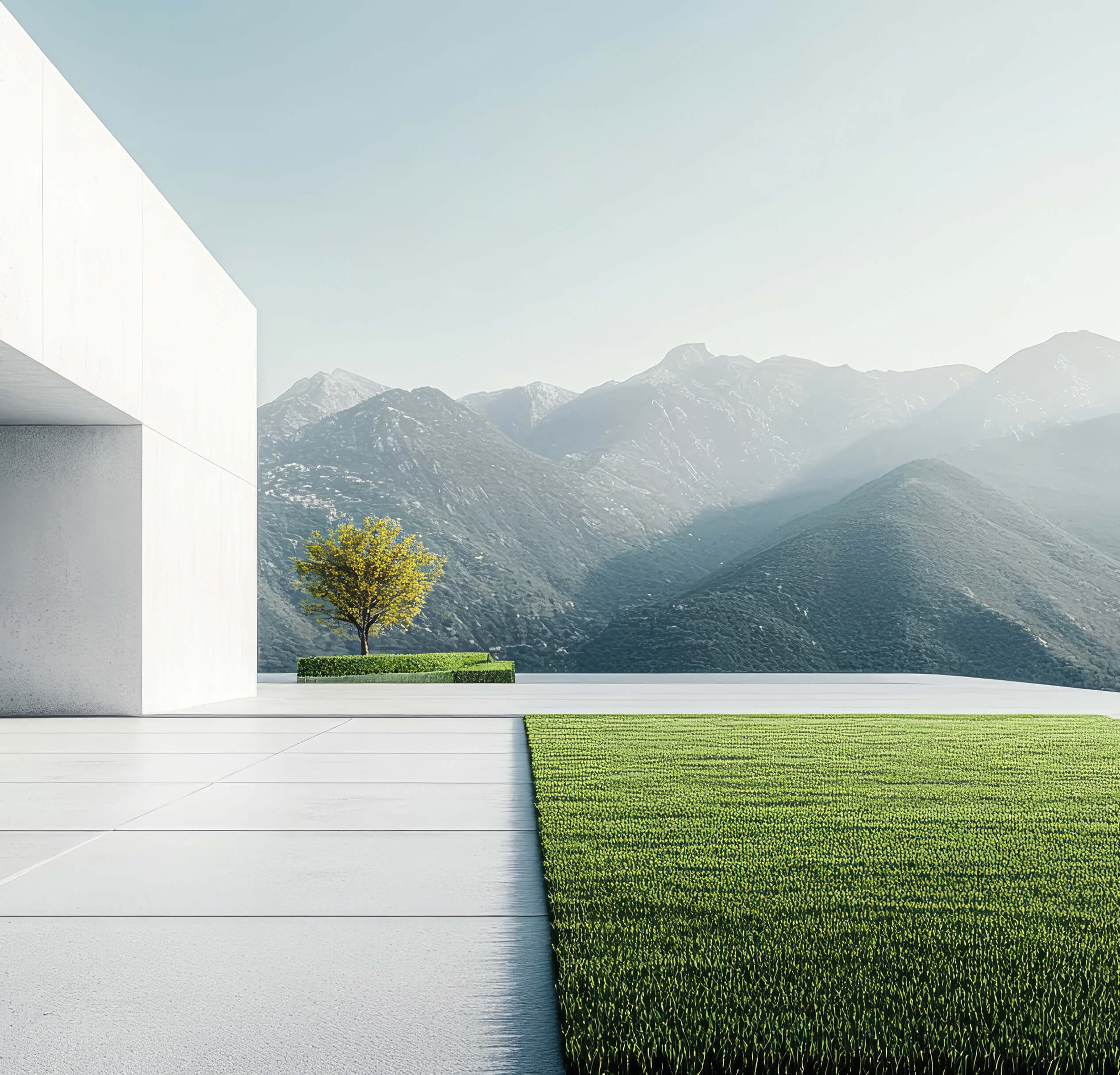 Architektur mit Bergpanorama – BOS Bauprojektmanagement